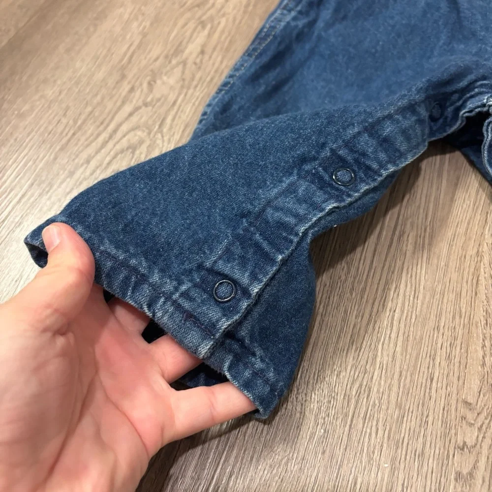 Vtg‎ Oshkosh B'Gosh Denim Blue Jean Overalls 12 Month Made In USA Plain - Picture 2 of 7